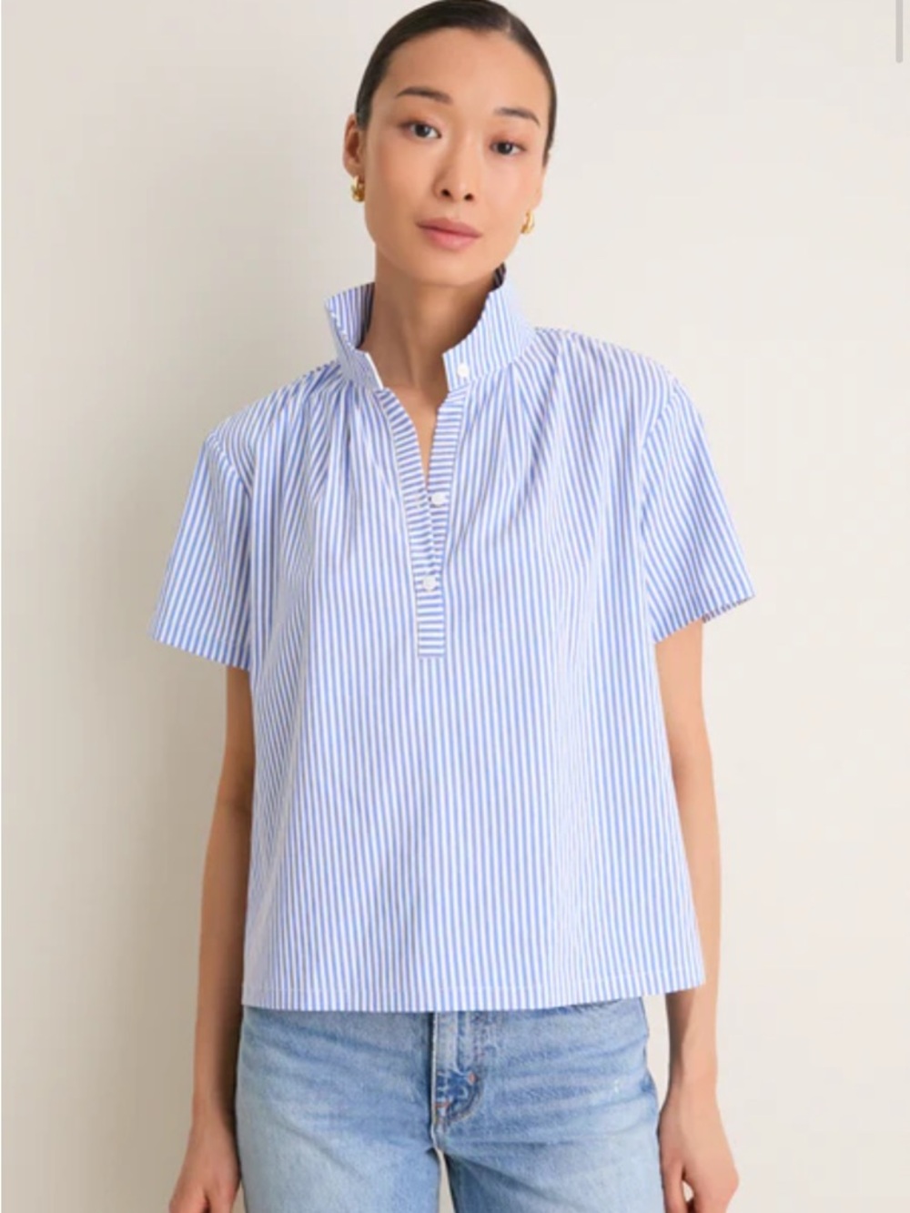Tuckernuck Blue and White Stripe Finn Popover SZ M